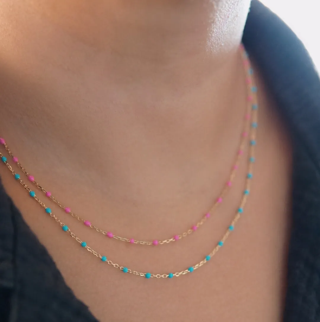 Turquoise Enamel Spotlight Chain Necklace