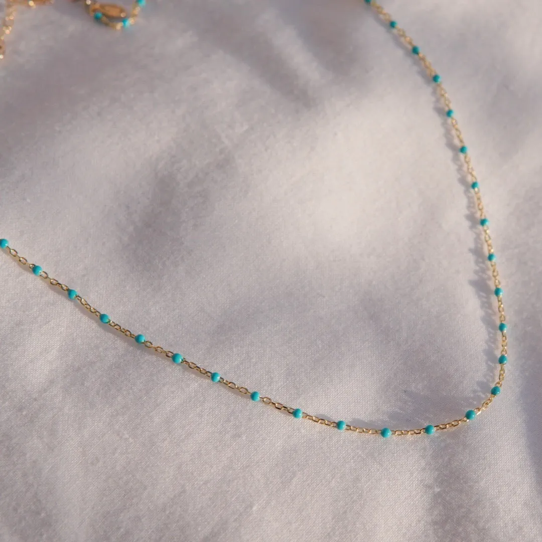 Turquoise Enamel Spotlight Chain Necklace