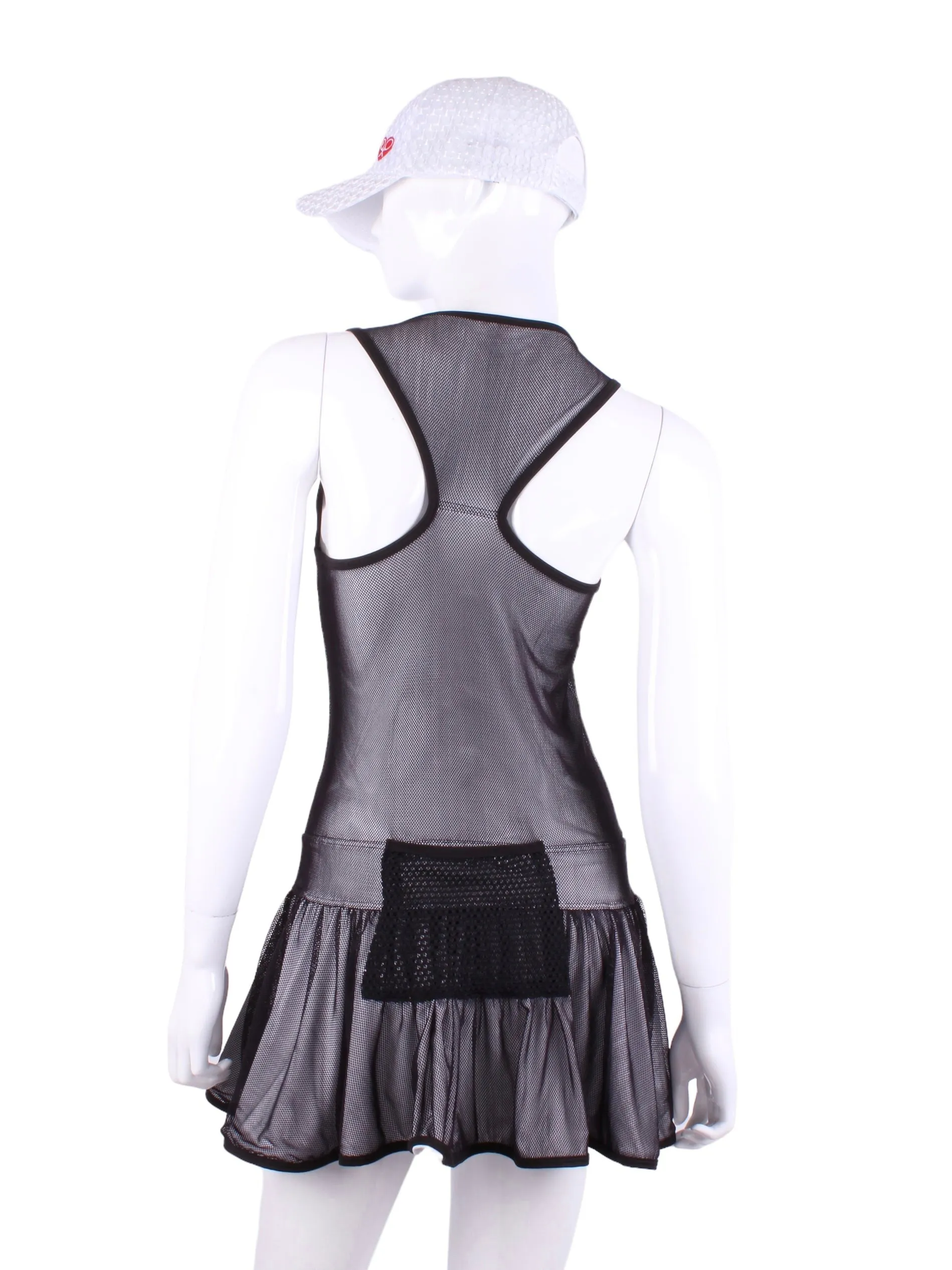 V1 White With Black Mesh Sandra Dee Court To Cocktails Tennis Dress