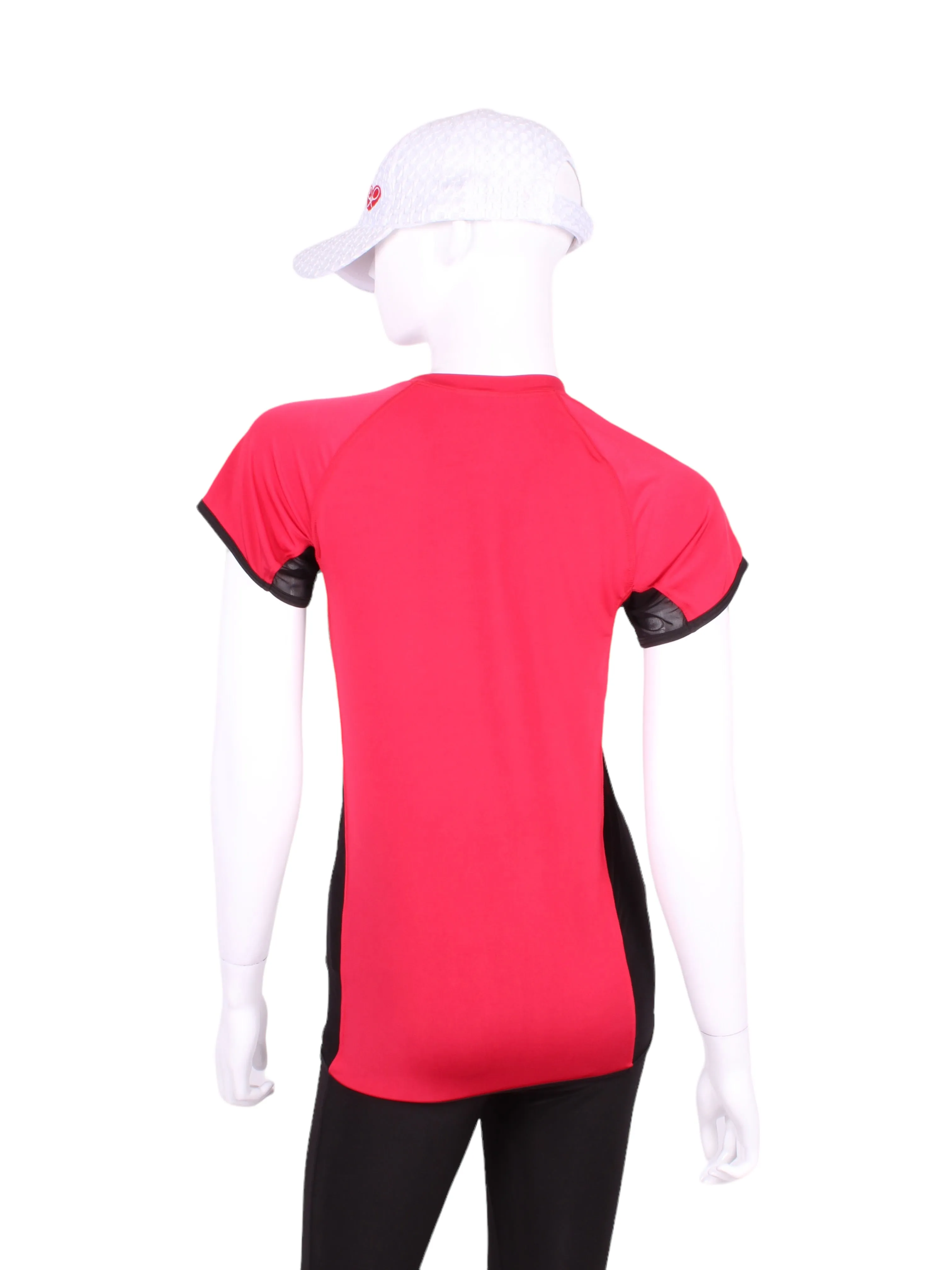 Vee neck and short sleeve t-shirt with mesh