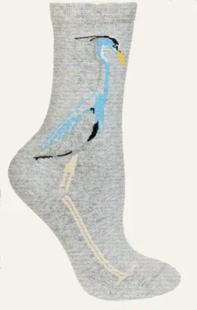 Wheel House Designs Blue Heron on Grey Novelty Sock