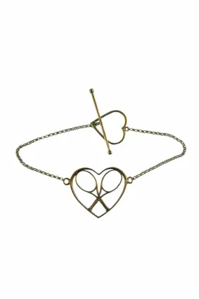 White Gold Heart   Rackets Bracelet