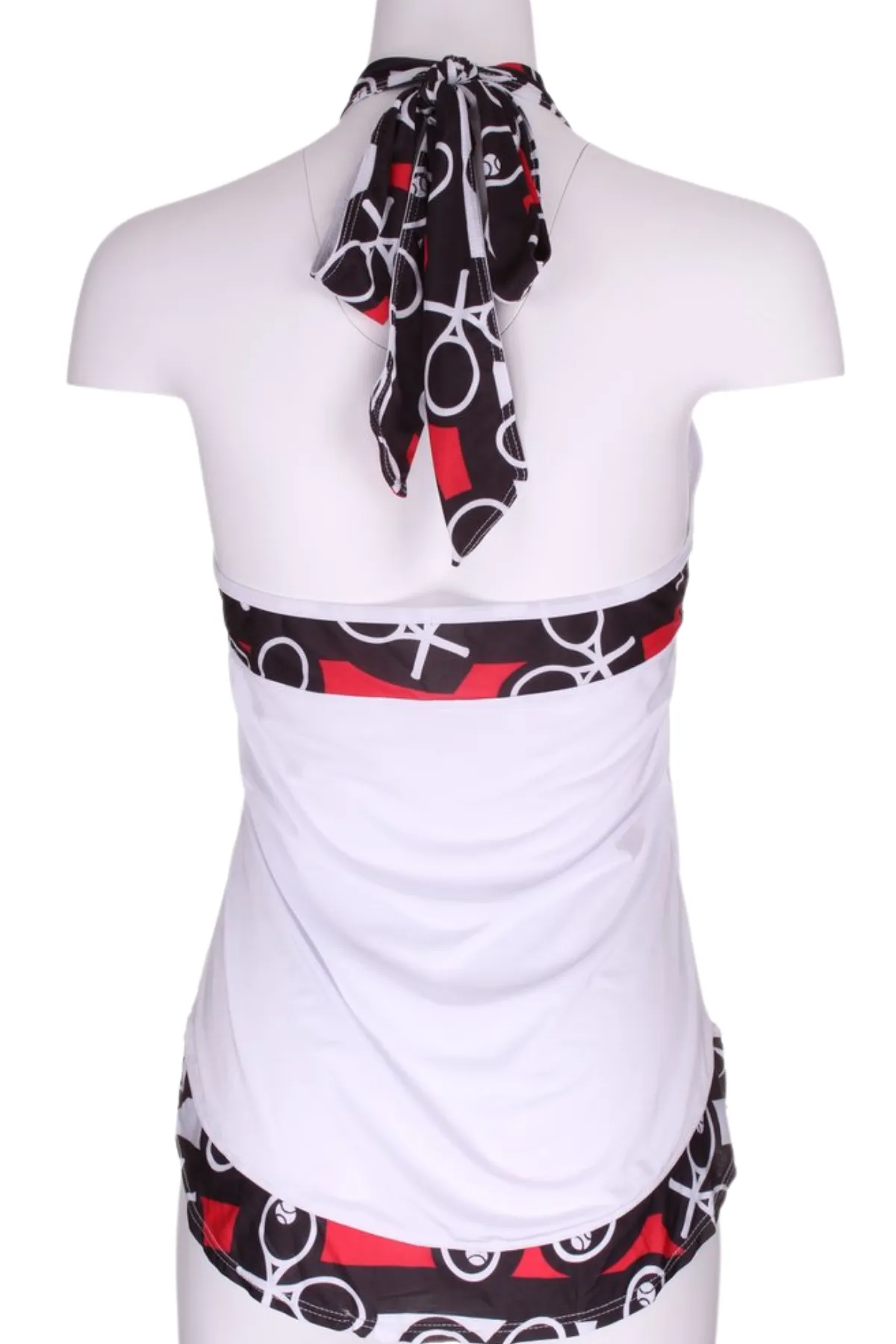 White Halter Top   Black Red White Heart Trim