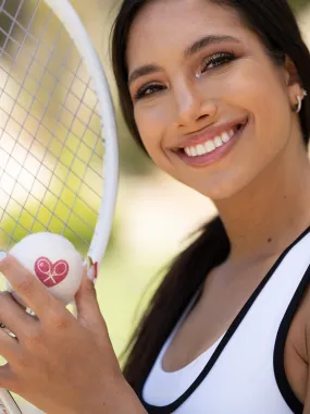 White Tennis Balls Heart   Racket