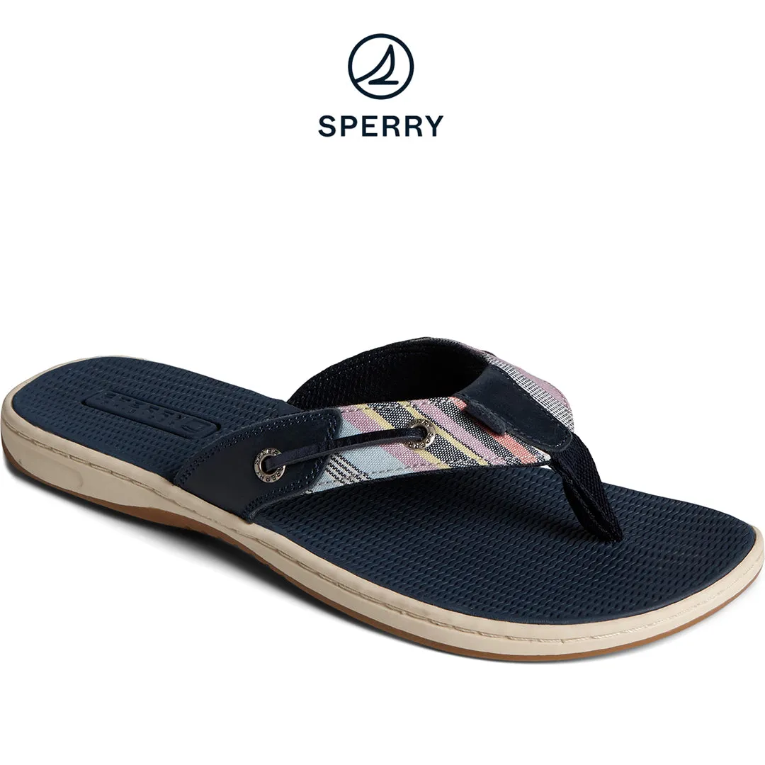 Women's Seafish Chambray Stripes Flip Flop Navy (STS88585)