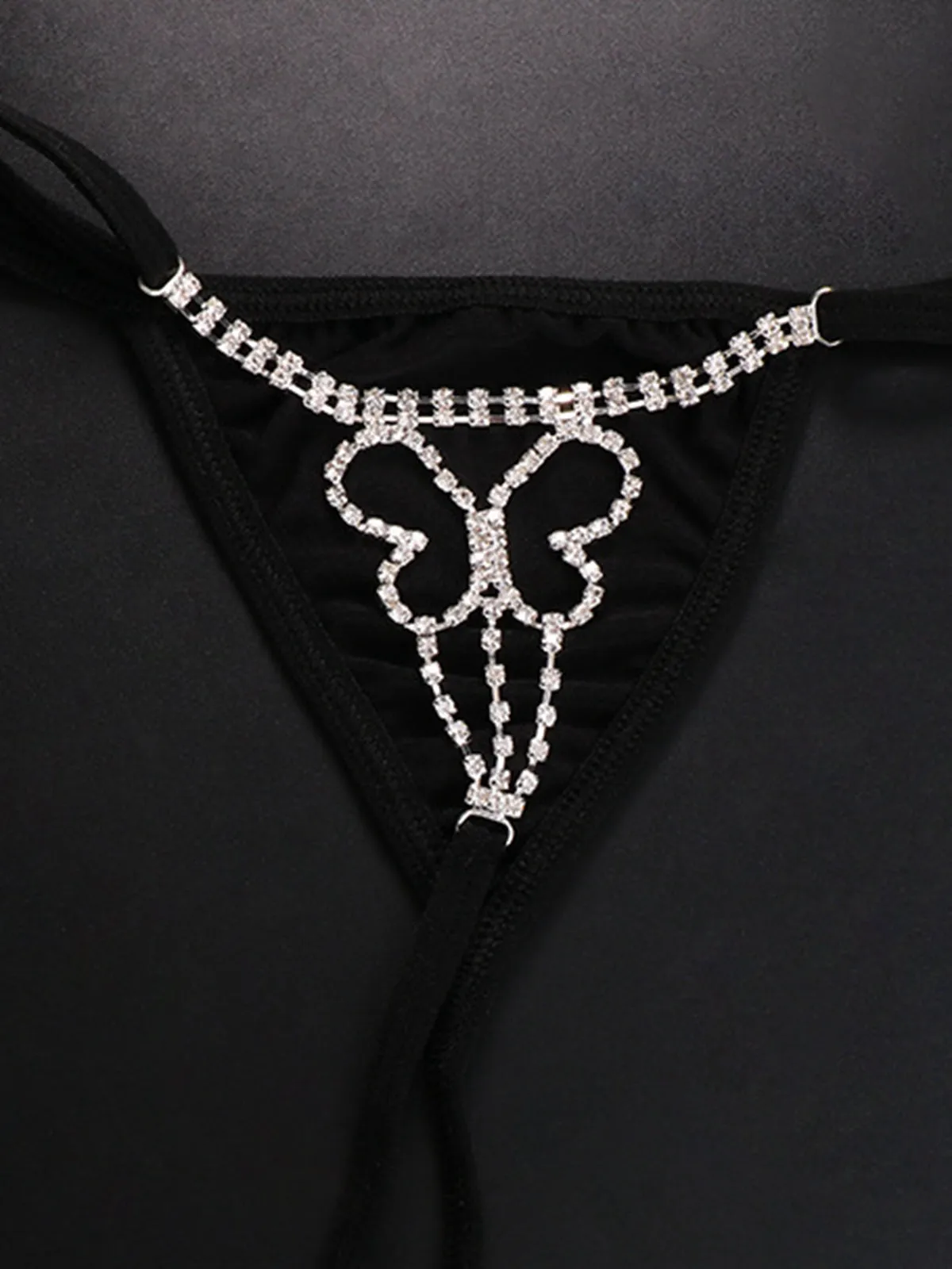 ZASUWA Female Butterfly Rhinestones T-back Panties